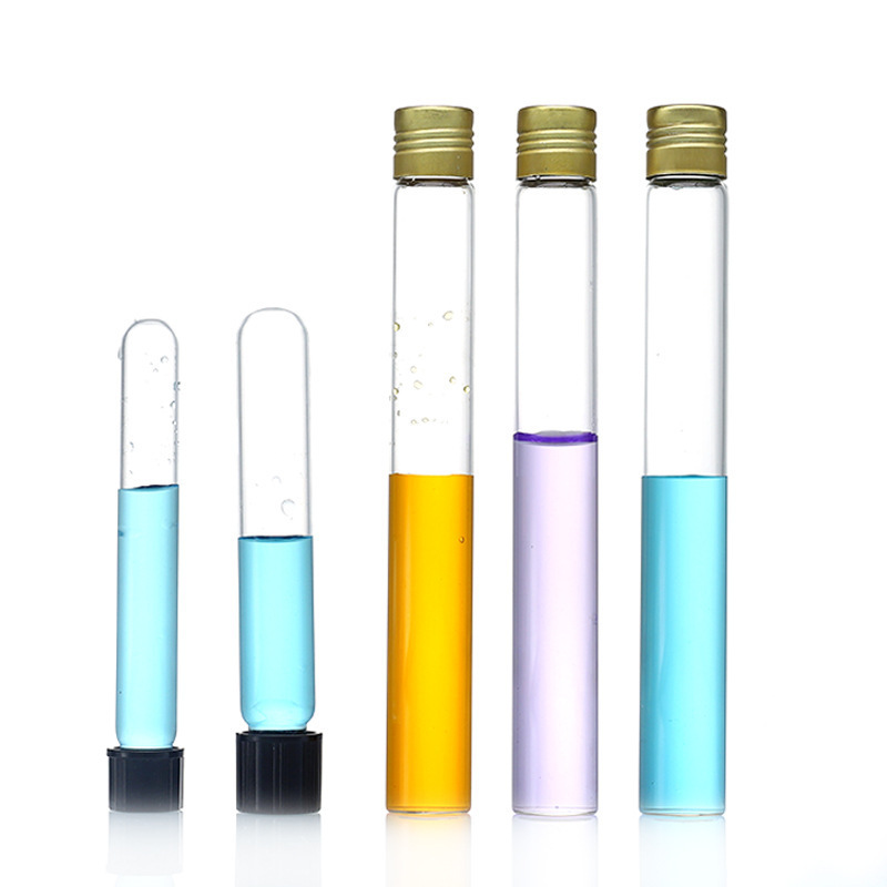 Food grade customized borosilicate 3.3 glass test tube with screw cap bakelite wooden Aluminum