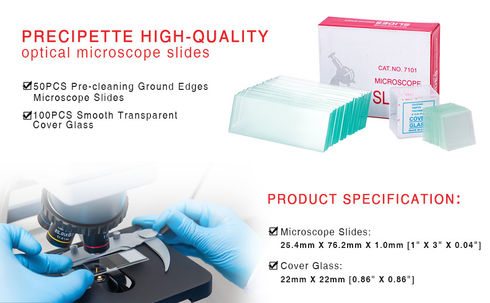 Lab Supplies Microscope Glass Cover Prepared Frosted Plain Cover Slips Slide Microscope Slides