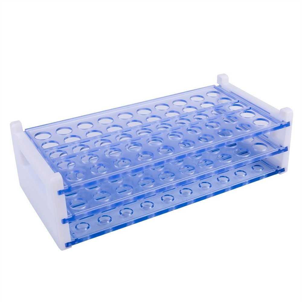 Laboratory Medical 50 Holes PS Plastic Tube Stand Holder Clear Test Tube Display Rack