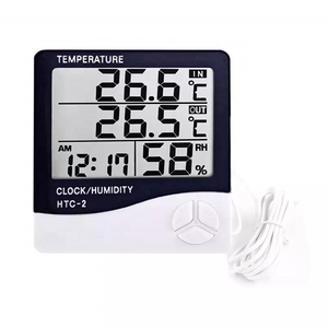 Digital Display Household Thermometers Portable Thermohygrometer Clock Room Thermometer HTC-2