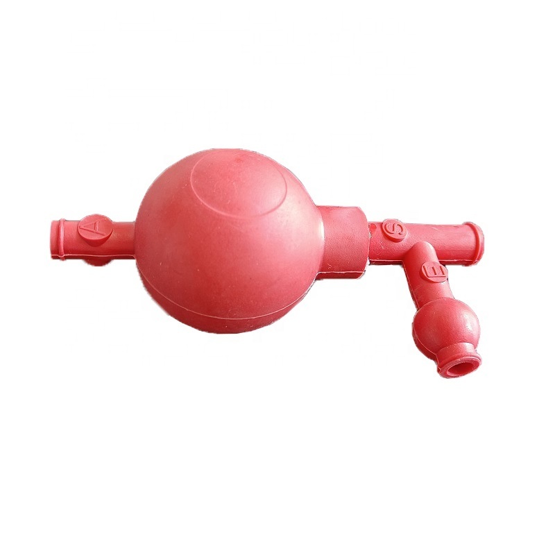 Laboratory Use 3-Way Manual Pipette Filler Bulb Safety Red Rubber Pipette Filler with 3 Valves