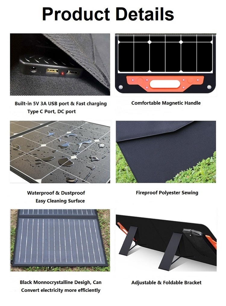 Foldable 100 160 200 Watt Solar Panels For Rv Camping 100w 160w 200w Tragbare Solarpaneele Paneles solares portatiles