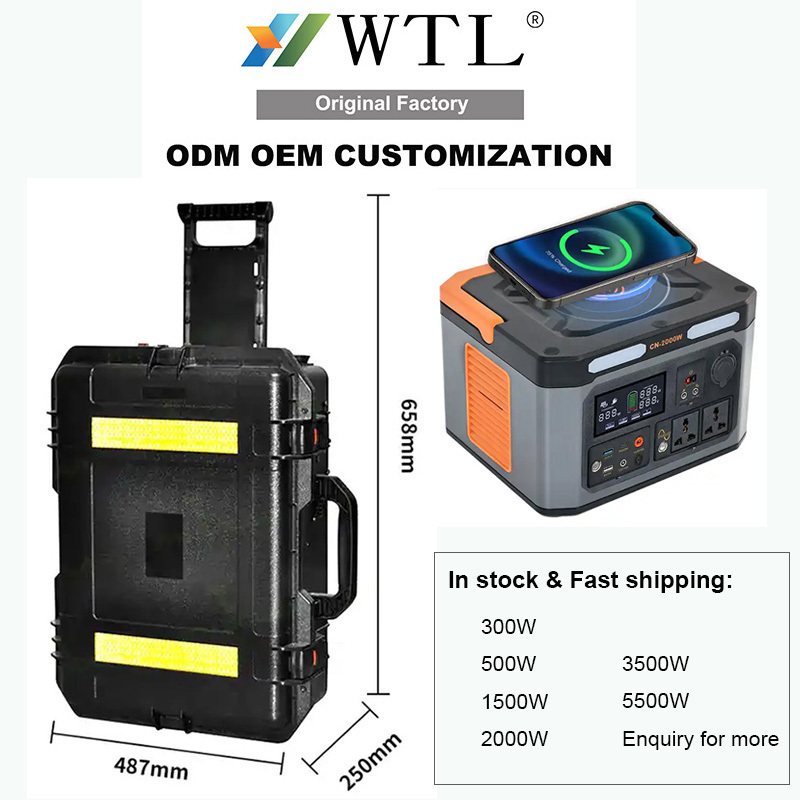 WTL OEM Outdoor Indoor Solar Powered Generator 300W 500W 600W 1000W 1200W 1500W 2000W 3000W 5000W Battery Portable Power Station