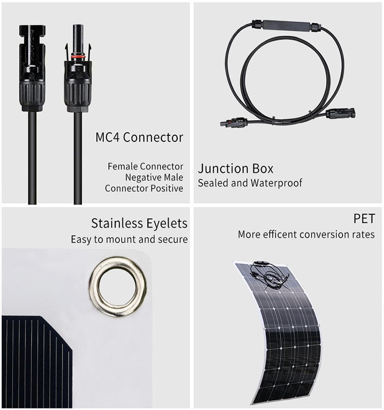 WTL Customization Thin Film Roofing Sheet Portable Paneles Solares Costos Monocrystalline RV Car Roof Flex Flexible Solar Panels