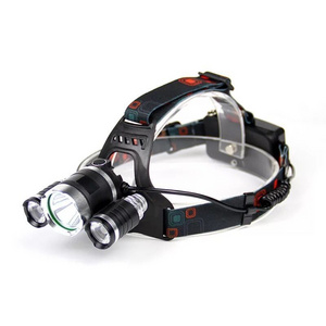 Strong light outdoor charging three lamp head long range 3000 wearing flashlight super bright night fishing and mining lamp