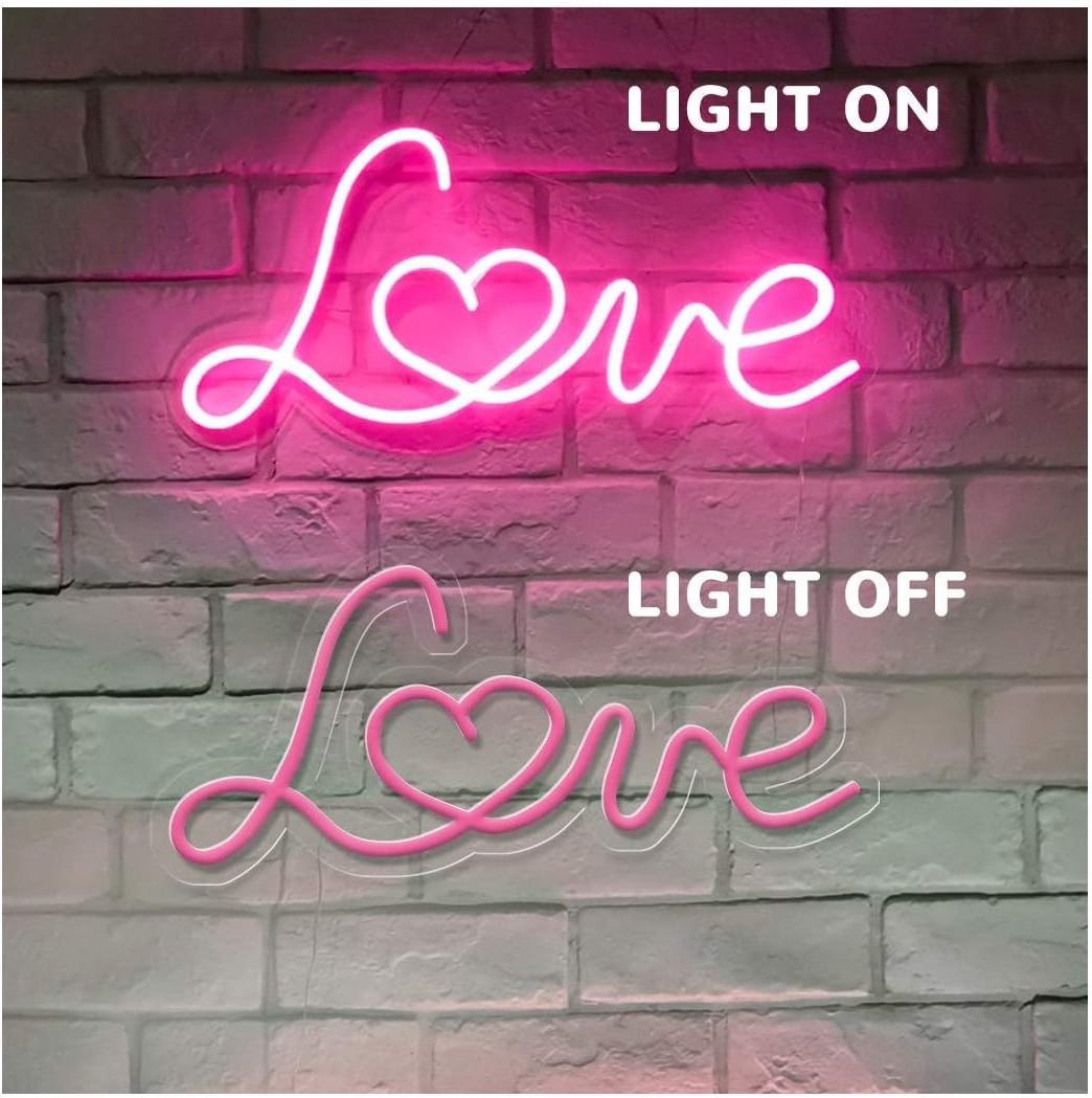 LED Neon Light Sign,Pink Love Neon Sign Wall Hanging Art for Bar Pub Party Shop Window Bedroom Living RoomDecor Neon Nig