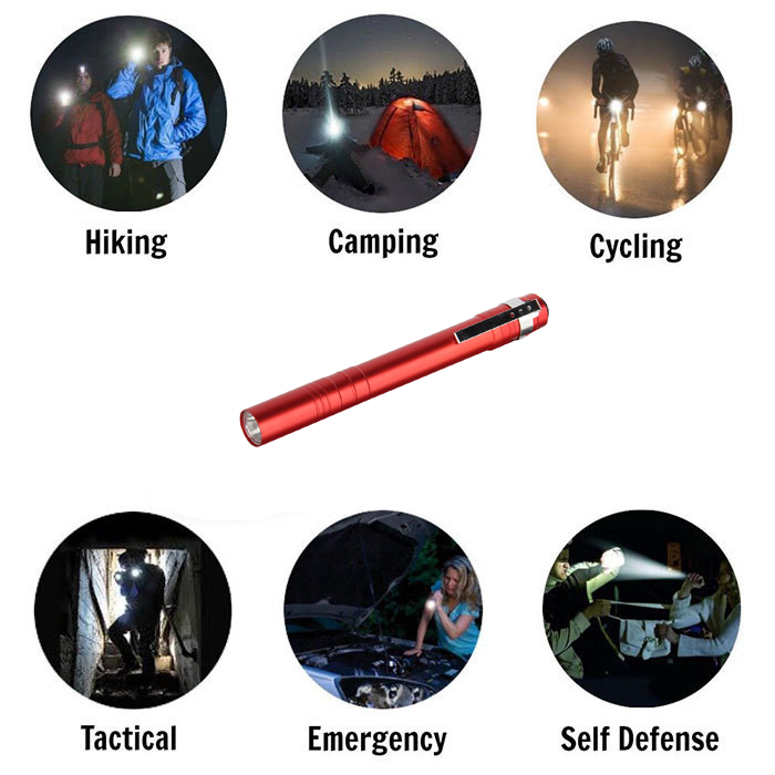 LED Penlight Pocket Pen Flashlight with Batteries Included