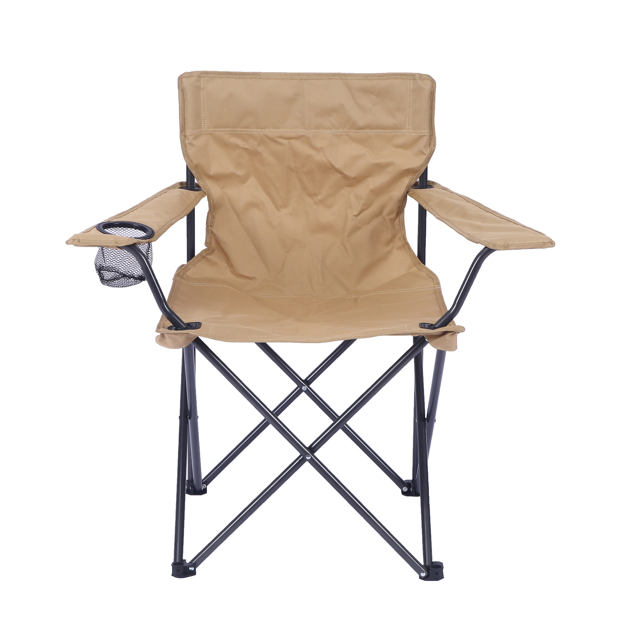 Portable Outdoor Camping Chair Iron Fabric Oxford Fishing and Beach Chair with Armrests Leisure Backrest for Parks