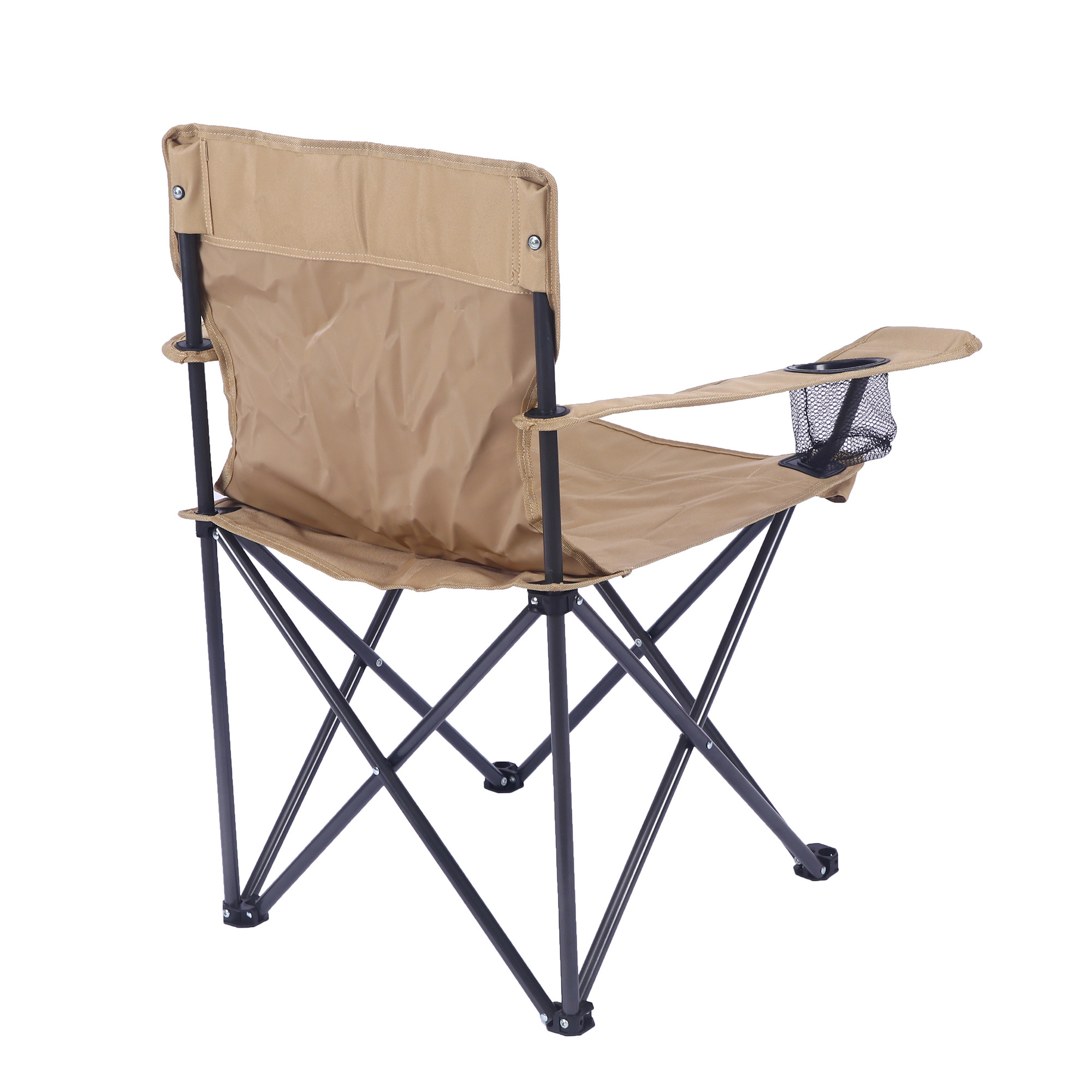 Portable Outdoor Camping Chair Iron Fabric Oxford Fishing and Beach Chair with Armrests Leisure Backrest for Parks