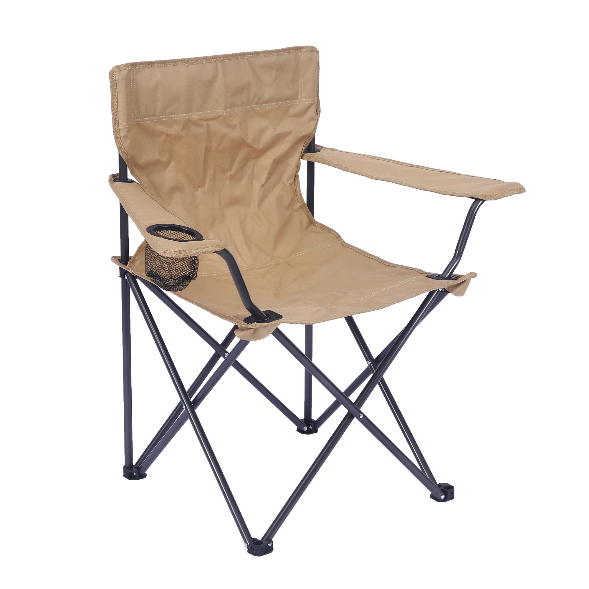 Portable Outdoor Camping Chair Iron Fabric Oxford Fishing and Beach Chair with Armrests Leisure Backrest for Parks