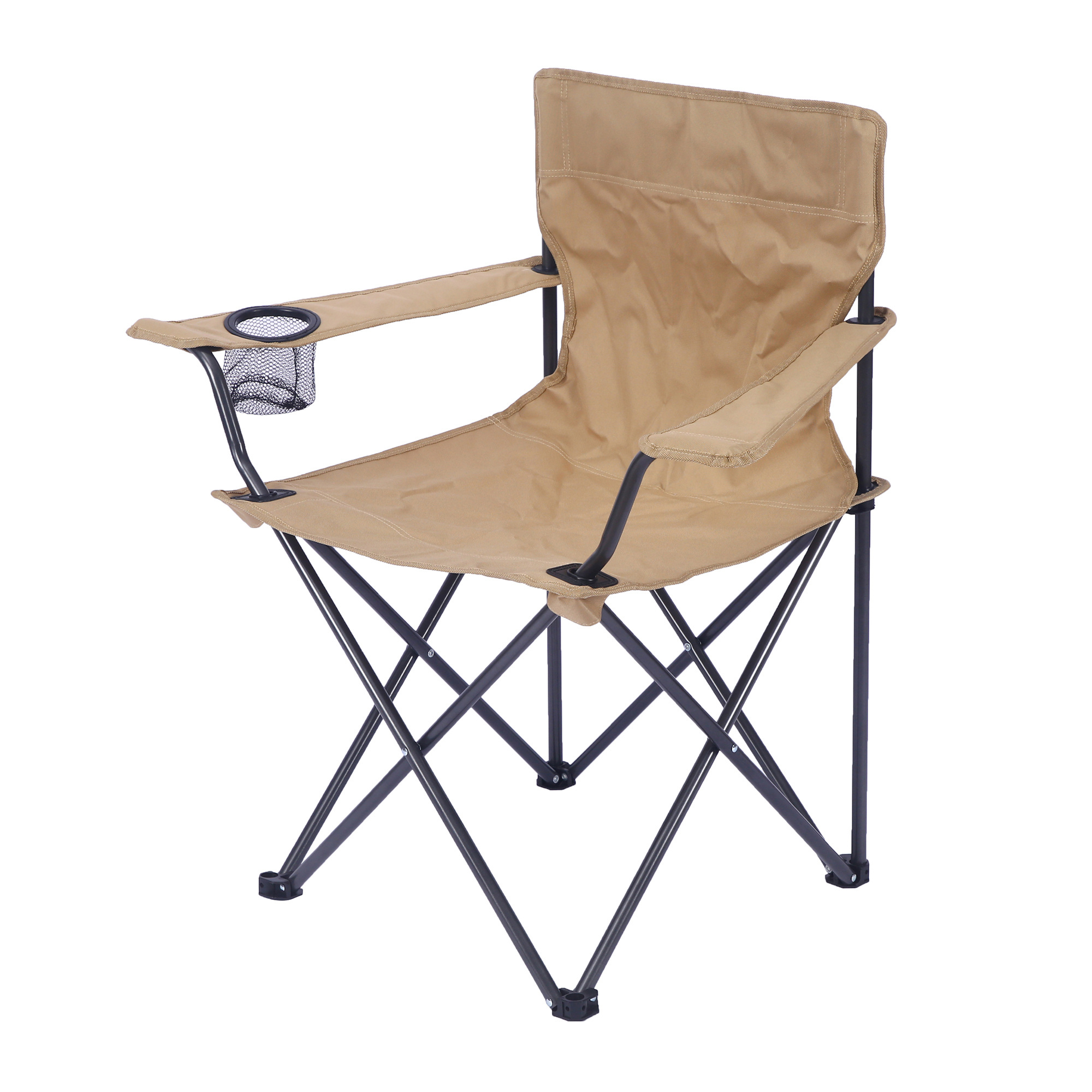 Portable Outdoor Camping Chair Iron Fabric Oxford Fishing and Beach Chair with Armrests Leisure Backrest for Parks