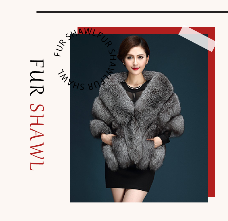 Hot Sale Luxury Faux Fur Shawl Fashion Women Warm Genuine Fur Shawl Winter Handmade Fur Shawls