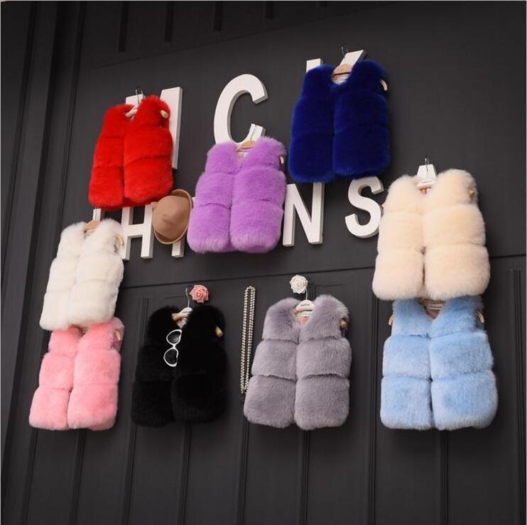 2024 New products  fur vest children's wear western style faux fur baby vest plain vest girl pink jackets