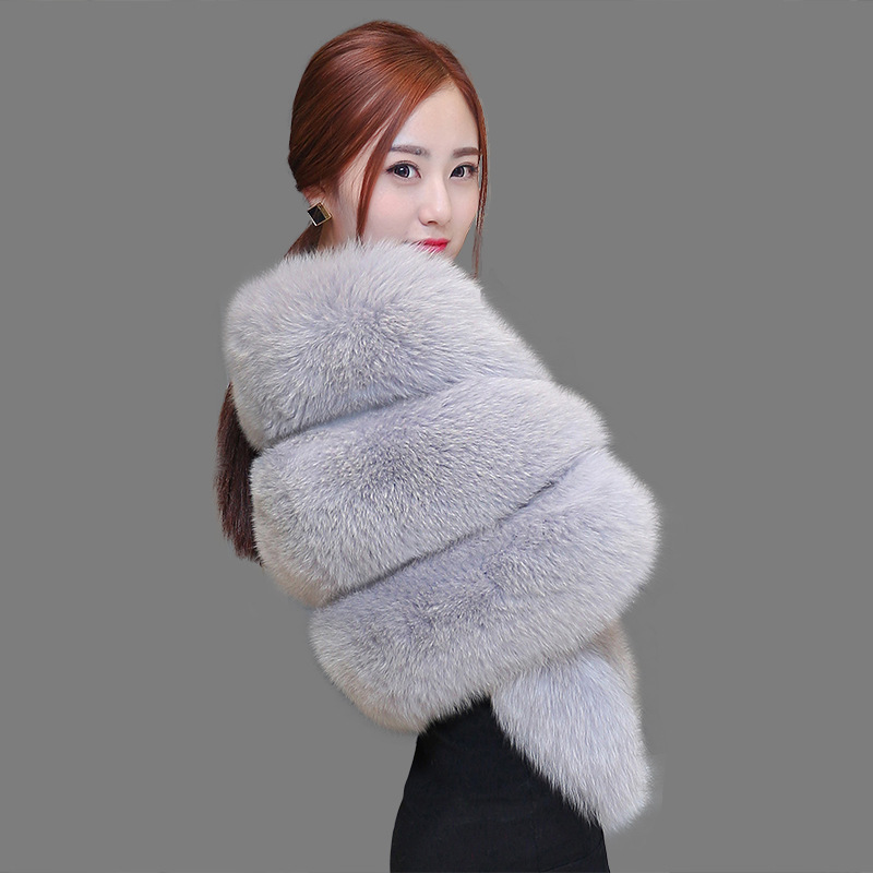 Hot Sale Luxury Faux Fur Shawl Fashion Women Warm Genuine Fur Shawl Winter Handmade Fur Shawls