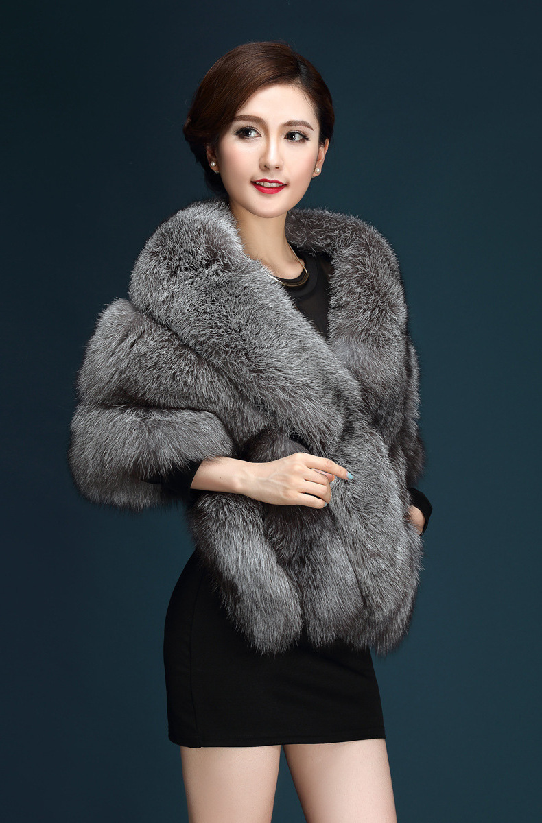 Hot Sale Luxury Faux Fur Shawl Fashion Women Warm Genuine Fur Shawl Winter Handmade Fur Shawls