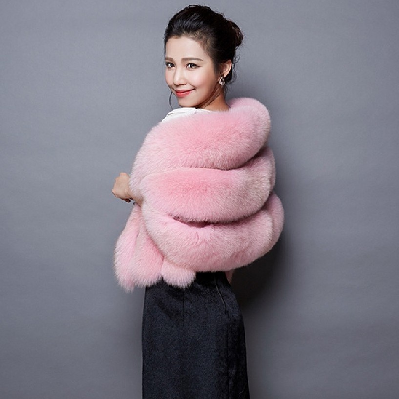 Hot Sale Luxury Faux Fur Shawl Fashion Women Warm Genuine Fur Shawl Winter Handmade Fur Shawls