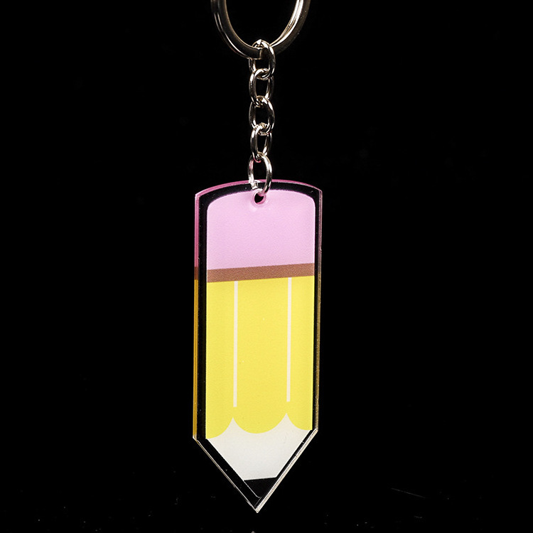 Custom Design HD transparent Acrylic Pencil Keychain For Teacher Appreciation Gift