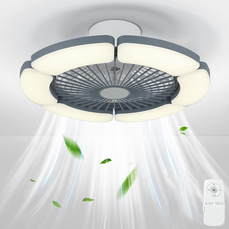 Low Noise Modern Indoor Bedroom Decorative Smart Remote Control Dimmable LED Ceiling Fan With Light