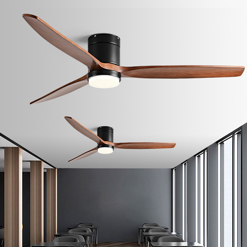 OEM/ODM 52 Inch Smart Bldc Ceiling Fan Modern All Copper Motor 3 Wooden Blades Ceiling Fans With Led Light Chandelier Fan