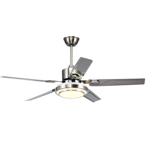 Modern Home Decor 52 Inch Stainless Steel Blade Ceil Fan Lamp Remote Control Bldc Led Ceiling Fan With Light