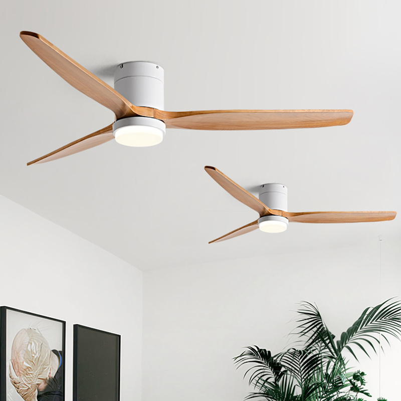 Factory direct sales 60 inch DC ceiling fan with wooden leaf remote control 100-240V American retro living room ceiling fan