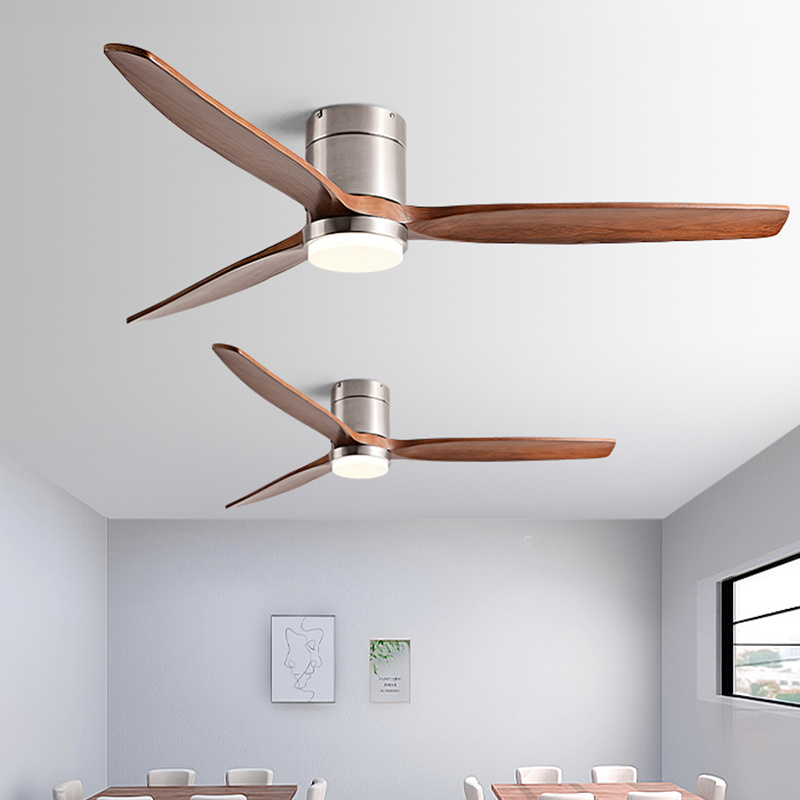 Factory direct sales 60 inch DC ceiling fan with wooden leaf remote control 100-240V American retro living room ceiling fan