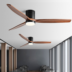 Factory direct sales 60 inch DC ceiling fan with wooden leaf remote control 100-240V American retro living room ceiling fan