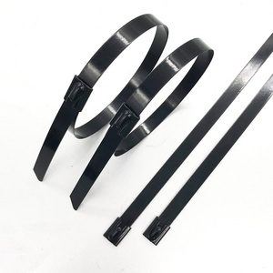 Stainless Steel Cable ties 12*400mm  Self-Locking type Polyester Coated 316 Stainless Steel Cable ties