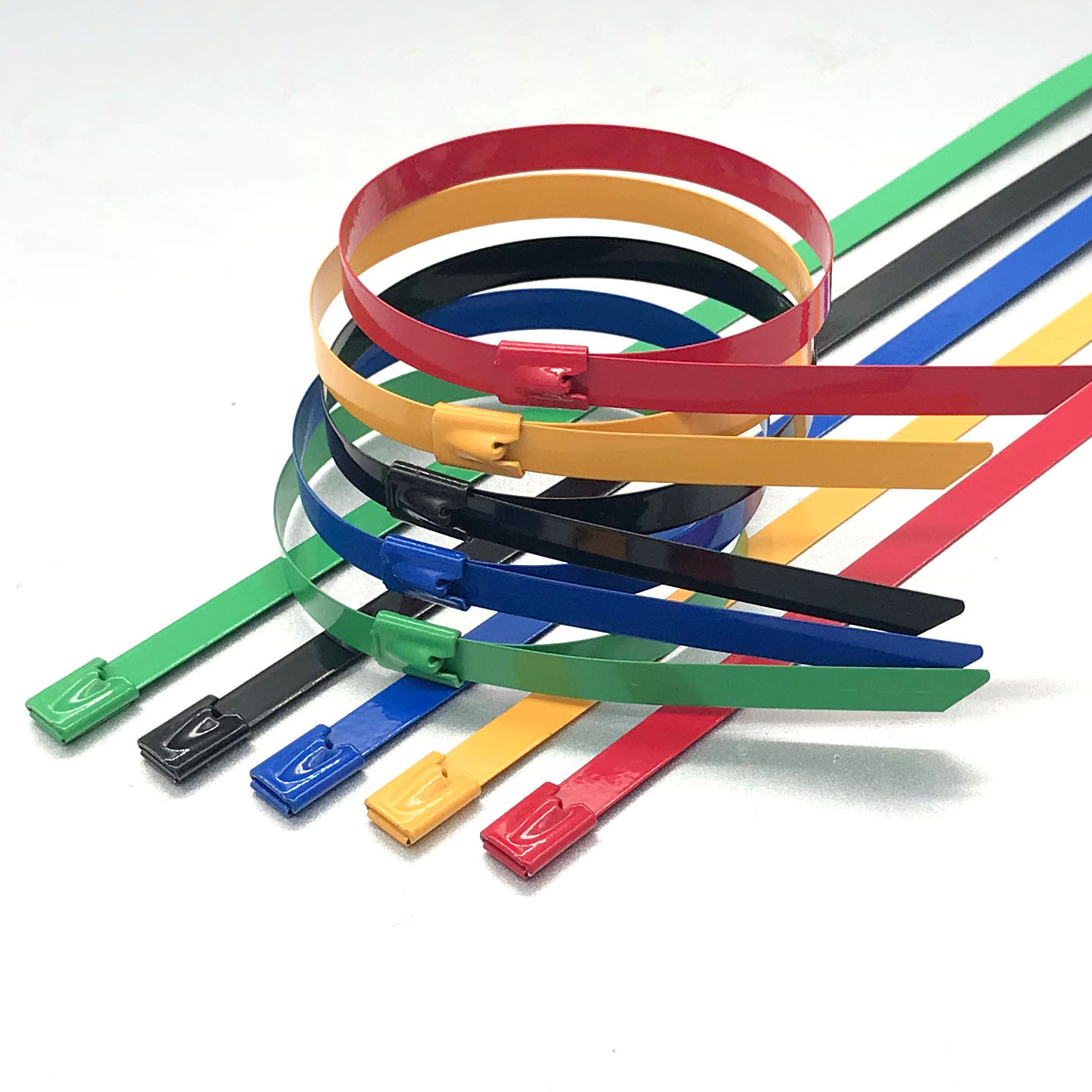 Stainless Steel Cable ties 12*400mm  Self-Locking type Polyester Coated 316 Stainless Steel Cable ties