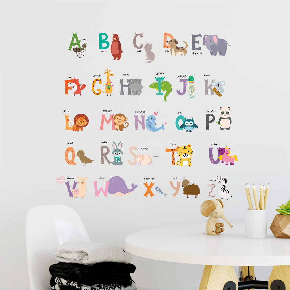 animal baby room removable alphabet kids nursery wall stickers decoration