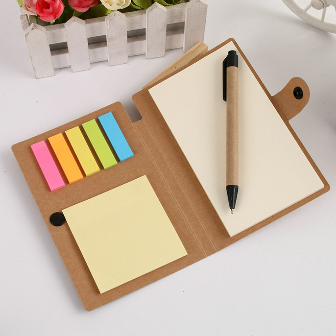 Personalized Memo Sticky Notes Flag Kraft Paper Notebook Mini Notebook Notepads with pen and sticky notes