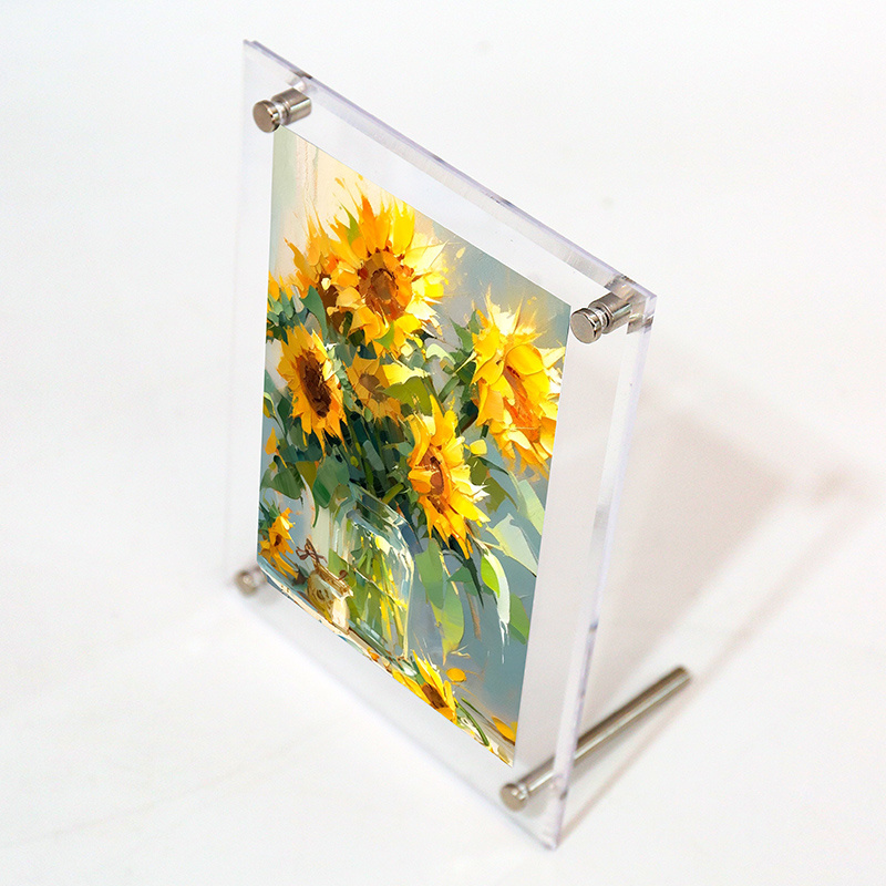 Wholesale Clear Transparent Acrylic Picture Photo Frame For Photo Insert Note Cards With Screw Foots Countertop