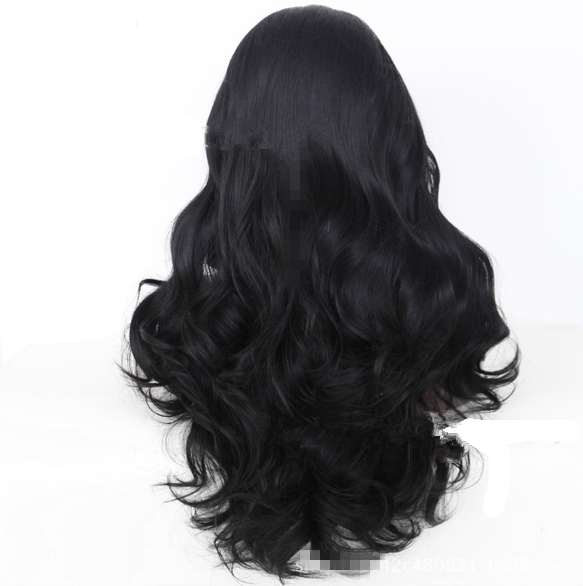 Top Quality Synthetic Wig With Lace Front Premium Fiber Wigs Woman Black Long Curly Hair Wigs Handmade Hairs