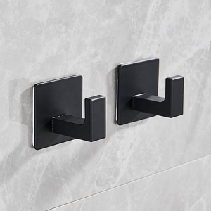 Self-Adhesive Bathroom Black Wall Mounted Towel Robe Hooks For Hanging Keys Clothes Hanger Coat Racks