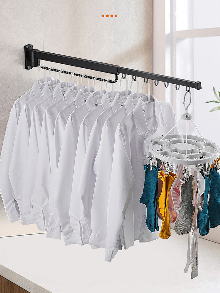 Folding extendable Hanger Wall Mounted Retractable Drying Rack For Clothes Indoor Aluminum Home Laundry Clothesline