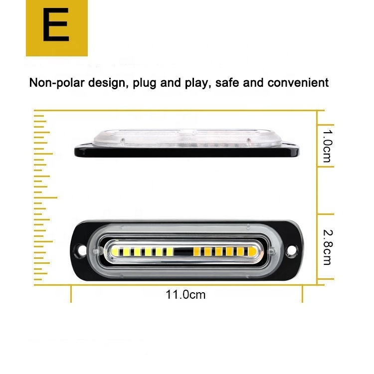 dc12-24v hot sale emergency led blue lights mini waterproof led flashing light module slim surface mount 12v led light for cars