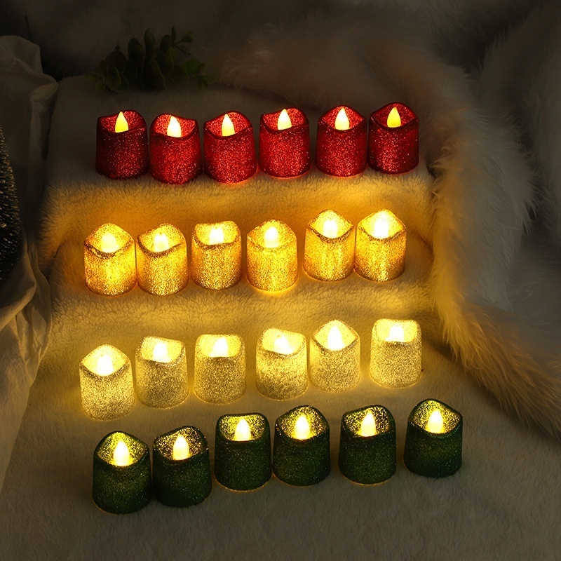 Waterproof Reusable Glitter Flameless Led Candles Tea Light Electric Candle Home Party Decoration Light