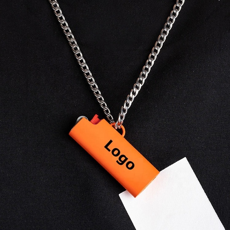 Private Label OEM/ODM Lighter Sleeve Custom Cigarette Lighter Back Cover Regular Lighter Case Holder Neck Chain