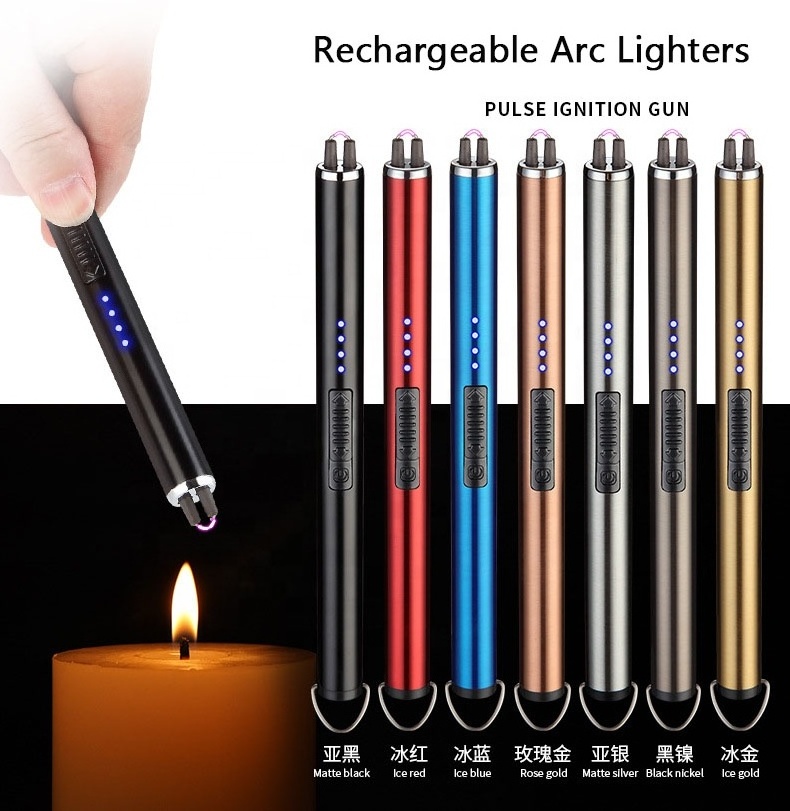 USB Electric Arc Lighter With Button For Light Candles Stoves Outdoor Grill Camping Barbecue Kitchen Firework