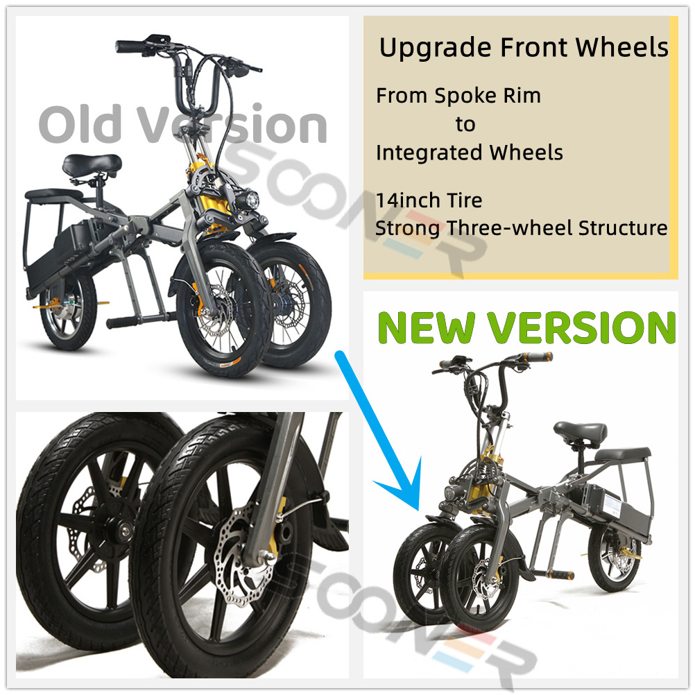 Hydraulic Brakes Three wheel scooters electric Full Suspension electric bike bicycle 2 seat scooter