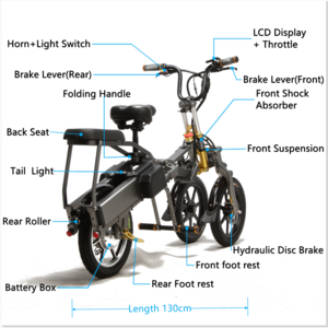 Hydraulic Brakes Three wheel scooters electric Full Suspension electric bike bicycle 2 seat scooter