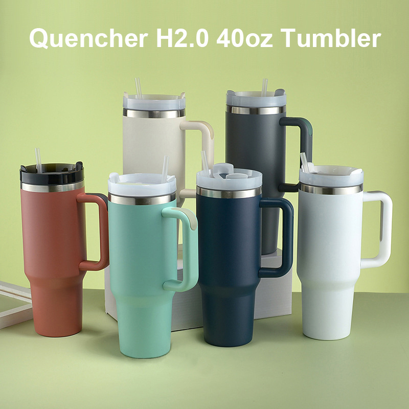 40oz Tumbler With Handle Quencher H2.0 Tumbler 40 oz Stainless Steel Vacuum Insulated Travel Mug Cup With Handle And Straw