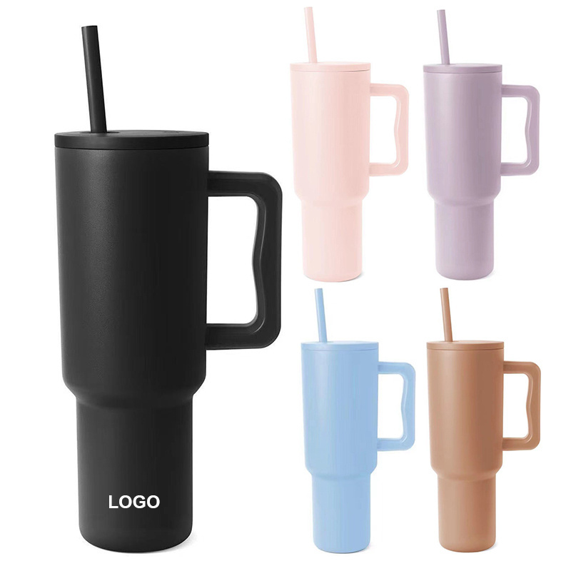 40oz Tumbler with Handle and Straw Lid 40 oz Tumblers With Straw BPA Free Simple Design Tumbler