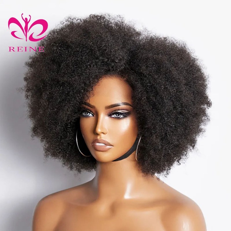 Afro Kinky Curly Lace Front Wig Natural Color Afro Bob Human Hair Natural Hairline 13X4 Glueless Short Human Hair Wigs