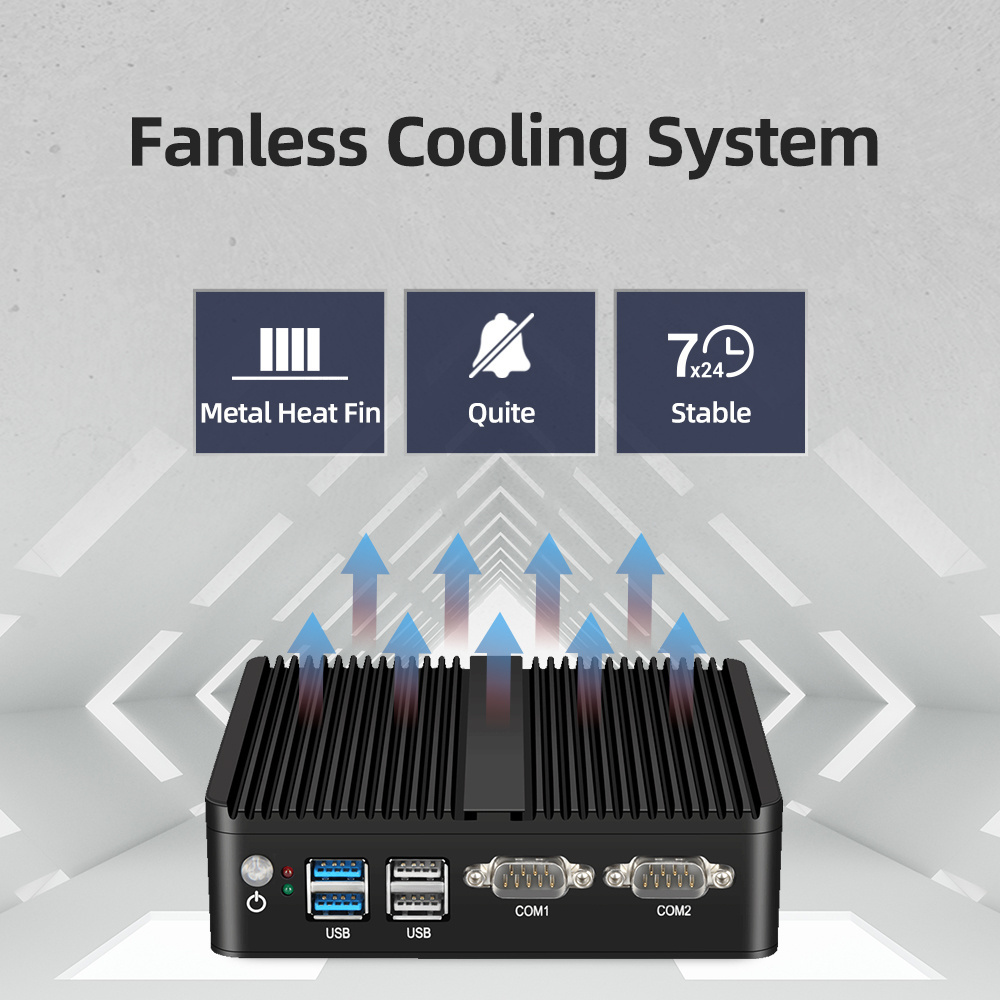 XCY fanless mini pc desktop J4125 J1900 3805U i3 i5 5200U NUC mini pc win10 linux with Dual RS232 Dual Lan industrial computer