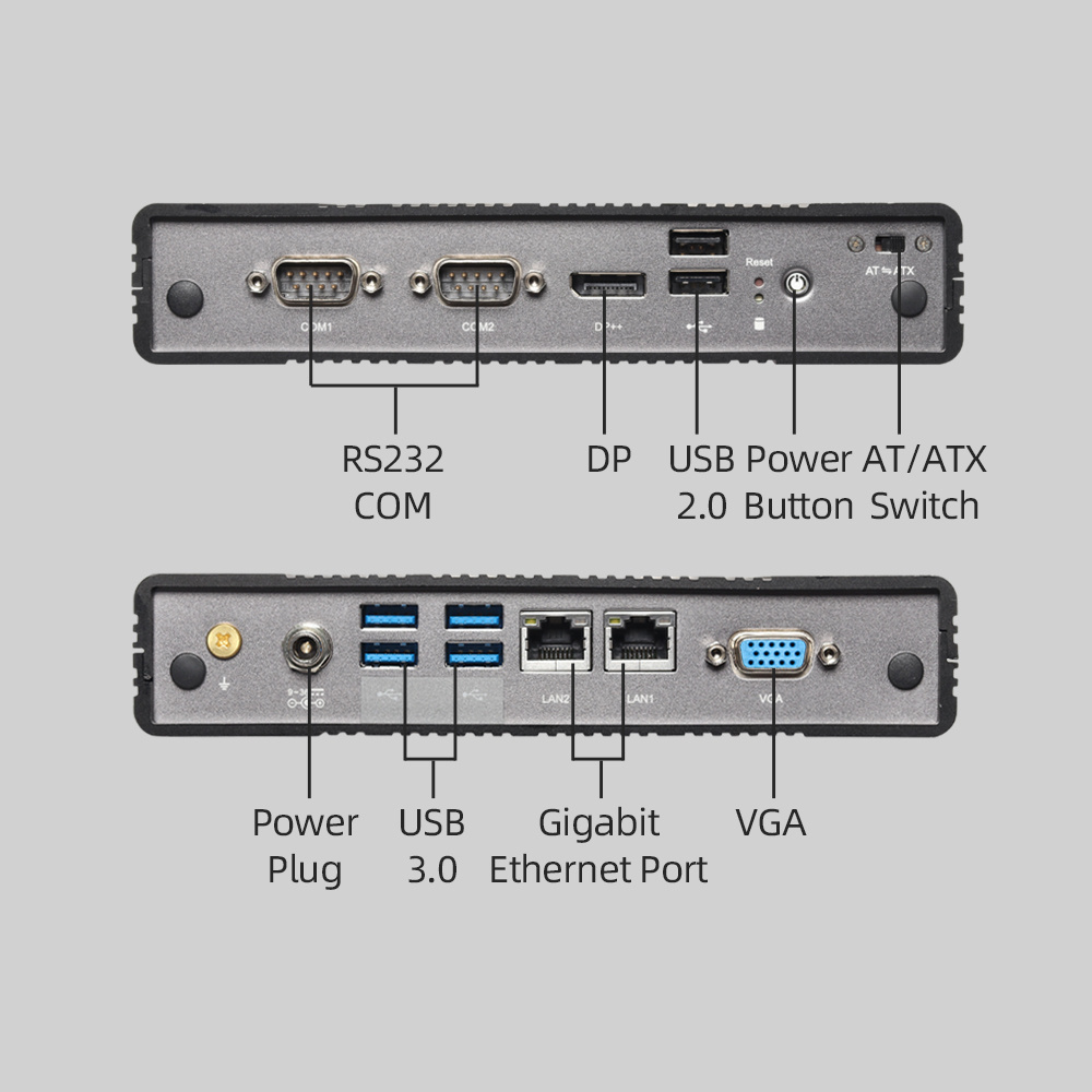 Industrial cheap mini pc Atom E3940 cpu 8g amd win10 RS232 COM i211 LAN gaming desktop 16G 512G SSD Fanless Portable Computer