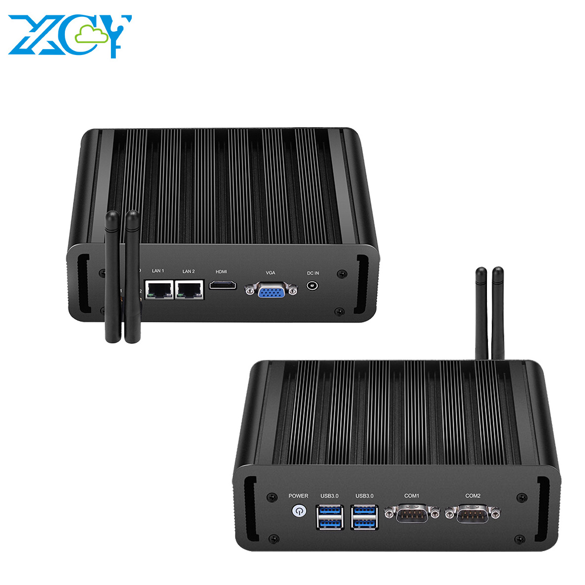 XCY Fanless Mini industrial Computers Intel Core i5 5200U Dual Ethernet 2x COM RS232 Linux