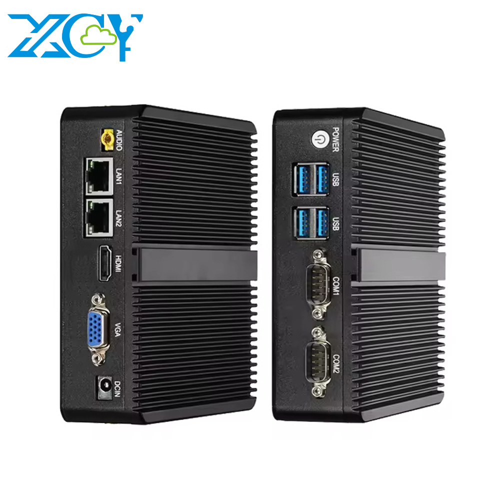 XCY fanless mini pc desktop J4125 J1900 3805U i3 i5 5200U NUC mini pc win10 linux with Dual RS232 Dual Lan industrial computer