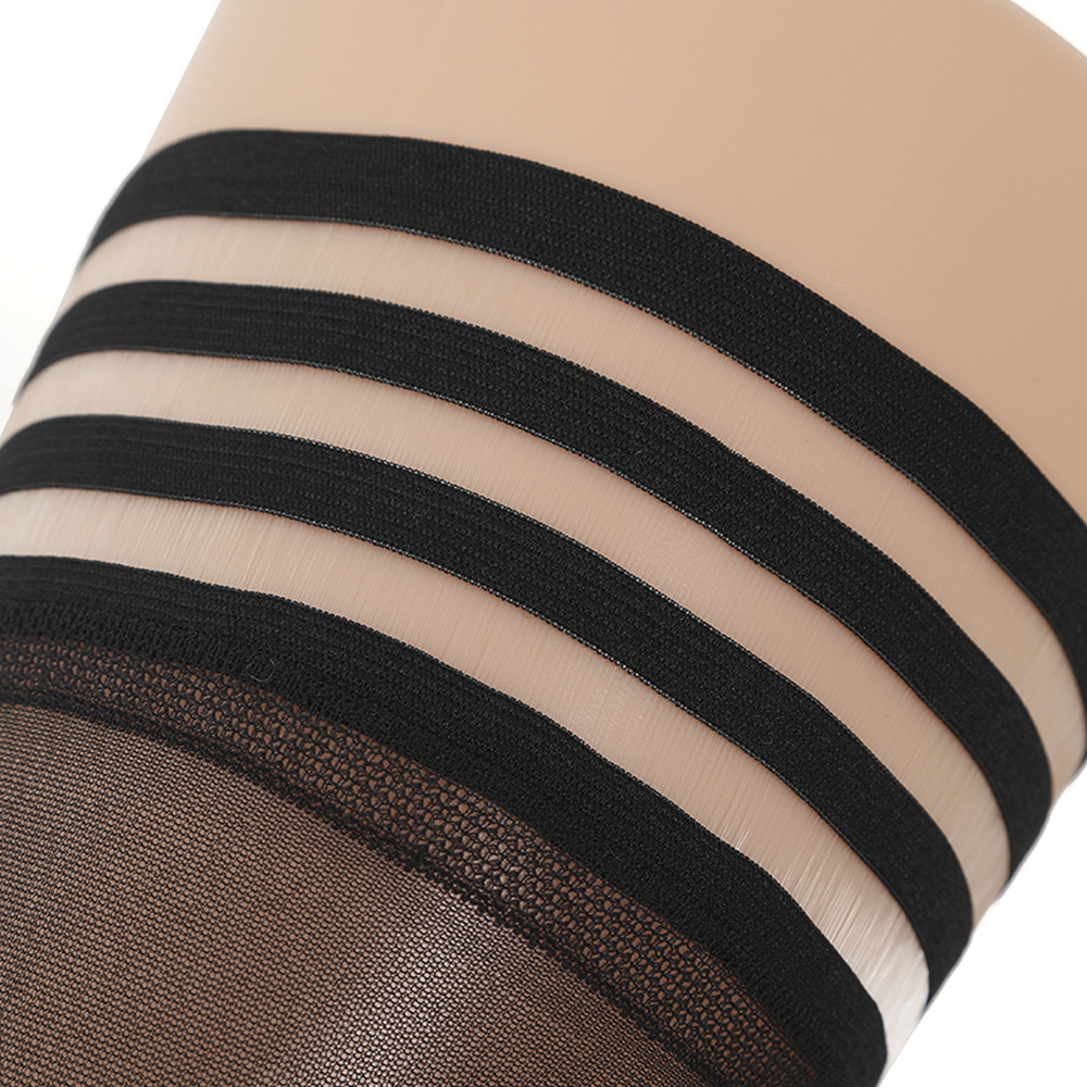 YJD60 Hot selling women's black non-slip sexy thigh high preppy stockings nylon translucent stockings