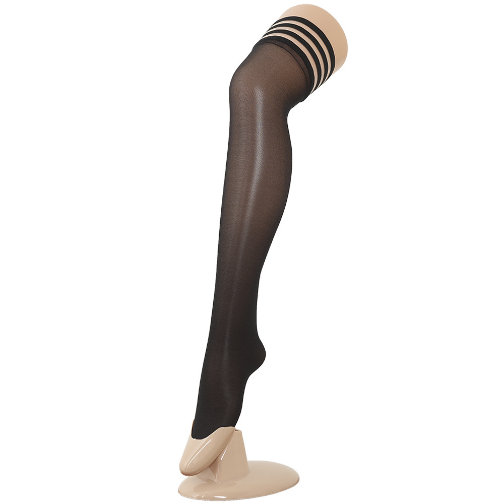 YJD60 Hot selling women's black non-slip sexy thigh high preppy stockings nylon translucent stockings